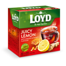 Zāļu tēja Loyd Pyramids Juicy Lemon Ginger&Honey, ar sildošu efektu, 20gab.x2g