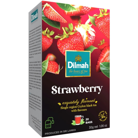 Melnā tēja Dilmah Zemeņu, 20gabx1,5g