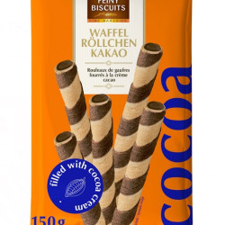 Vafeļu rullīši Feiny Biscuits ar kakao krēma pildījumu, 150g
