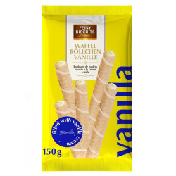 Vafeļu rullīši Feiny Biscuits ar vaniļas krēma pildījumu, 150g