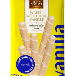 Vafeļu rullīši Feiny Biscuits ar vaniļas krēma pildījumu, 150g