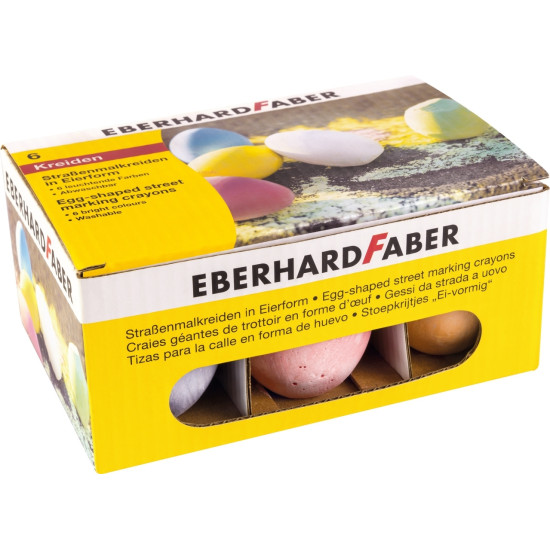 Asfalta krīts EberhardFaber olas formā, 6gab/iep, asorti