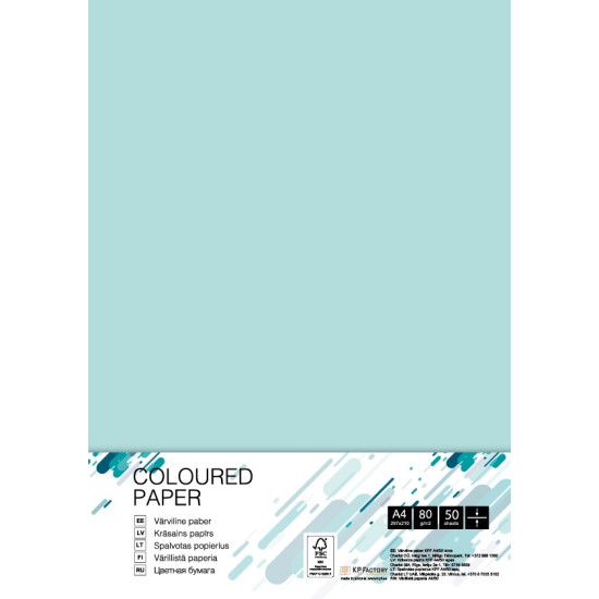 Krāsains papīrs College A4 80g/m², 50 loksnes, BL29, Blue