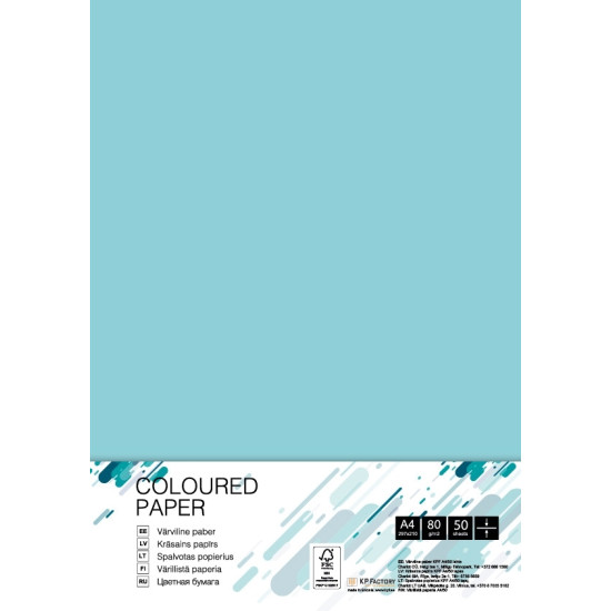 Krāsains papīrs College A4 80g/m², 50 loksnes, MB30, Medium Blue
