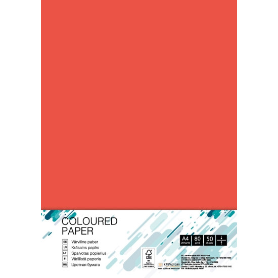 Цветная бумага College ZR09, Brick Red, 50 листов