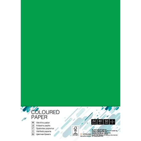 Krāsains papīrs College A4 80g/m², 50 loksnes, DG47, Dark green