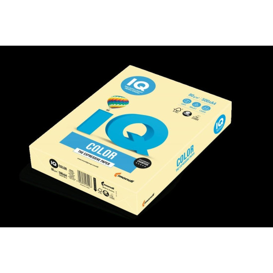 Krāsains papīrs IQ A4, 80g/m², 500 loksnes, YE23, Yellow