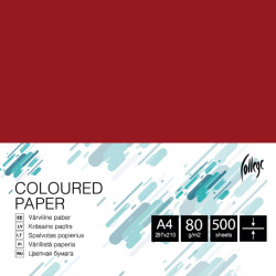 Krāsains papīrs College A4 80g/m², 500 loksnes, CC41, Deep red