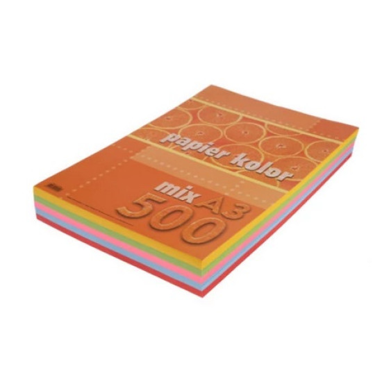 Krāsains papīrs Kreska A3 80g/m², 500 loksnes, 5 krāsas