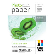Fotopapīrs ColorWay A4, 220g/m², 20 loksnes, divpusējs, matēts