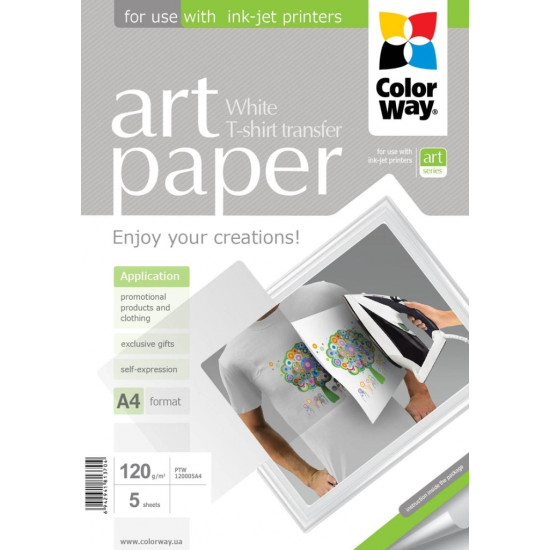 Fotopapīrs ColorWay ART A4, 120g/m², 5 loksnes, attēlu pārnešanai uz gaiša auduma