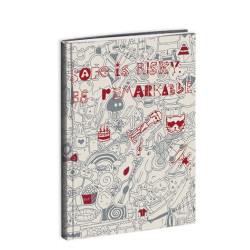 *Rūtiņu piezīmju klade Desing Drawings 140x200mm, 240 lapas, cietos vākos, ar zīmējumu