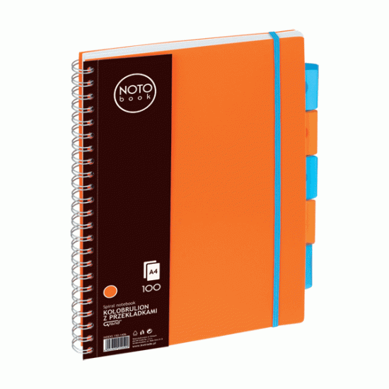 *Klade ar spirāli un sadalītājiem NOTObook A5, 100 lapas, oranži vāki