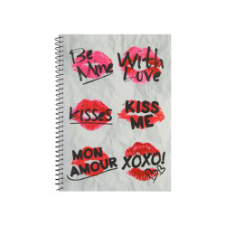 *Rūtiņu klade ar spirāli Economix Valentine A5, 80 lapas, plastikāta vākos, Kiss me