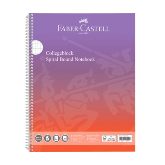 Rūtiņu piezīmju klade ar spirāli Faber-Castell A4, 80 lapas, mīkstos vākos, Punchy melon
