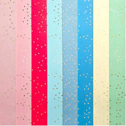 Kartons ar mirdzošu efektu SHIMMERING DOTS, 15 lapas, asorti