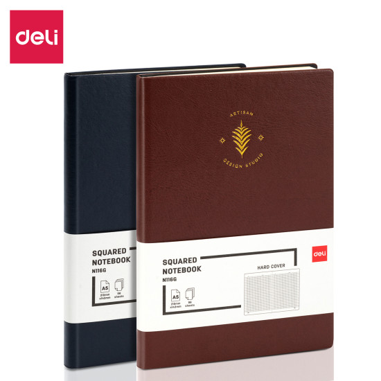 Блокнот DELI EN116G, Red, Твердая PU кожаная обложка