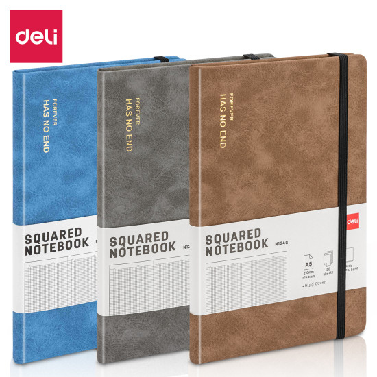 Блокнот DELI EN124G, Grey, PU кожаная обложка