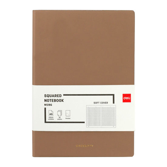 Блокнот DELI EN128G, Light Grey, Кожаная обложка