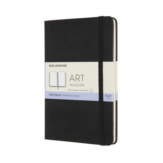Skiču grāmata Moleskine 11.5x18cm, 88 baltas lapas, cietos vākos, melna