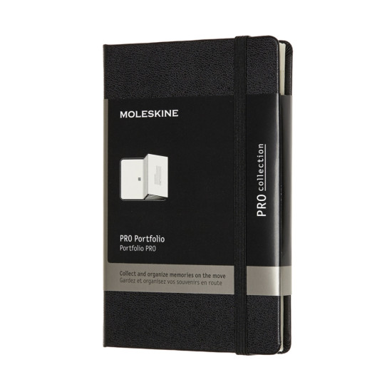 Vizītkaršu turētājs-grāmata Moleskine pro Portfolio 9x14cm, 6 kabatiņas, cietos vākos, melns