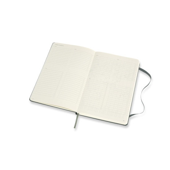 Piezīmju grāmata ar gumiju Moleskine Professional 13x21cm, līniju, cietos vakos, zaļa