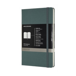 Piezīmju grāmata ar gumiju Moleskine Professional 13x21cm, līniju, cietos vakos, zaļa