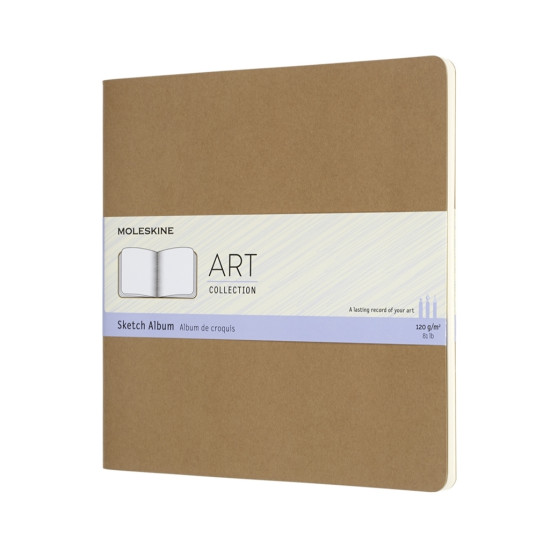 Skiču grāmata Moleskine 19x19cm, 88 baltas lapas, mīkstos vākos, brūna