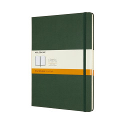 Piezīmju grāmata ar gumiju Moleskine 19x25cm, 192 lapas, līniju, cietos vākos, zaļa