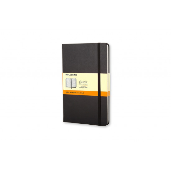 Piezīmju grāmata ar gumiju Moleskine Classic 13x21cm, 240 lapas, līniju, cietos vākos, melna