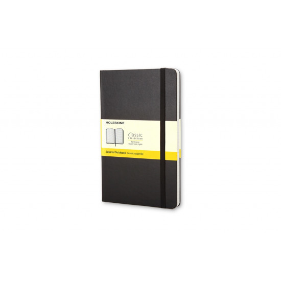 Piezīmju grāmata ar gumiju Moleskine Classic 13x21cm, 240 lapas, rūtiņu, cietos vākos, melna