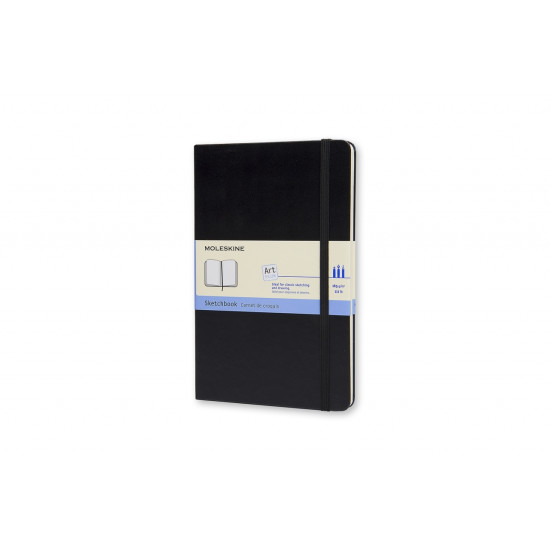 Skiču grāmata Moleskine 13x21cm, baltas lapas, cietos vākos, melna