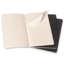 Piezīmju grāmatas Moleskine Cahier 9x14cm, baltas lapas, mīkstos vākos, 3gab/iep., melni