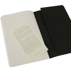 Piezīmju grāmatas Moleskine Cahier 13x21cm, līniju, mīkstos vākos, 3gab/iep., melnas