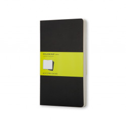 Piezīmju grāmatas Moleskine Cahier 13x21cm, 80 baltas lapas, mīkstos vākos, 3gab/iep., melnas