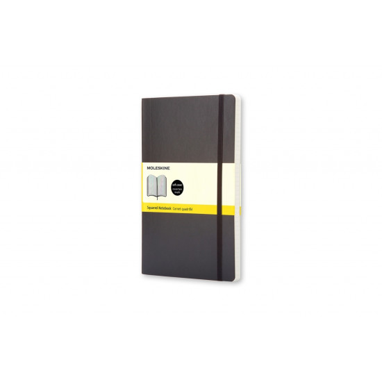 Piezīmju grāmata Moleskine Classic 13x21cm, 192 lapas, rūtiņu, mīkstos vākos, melna