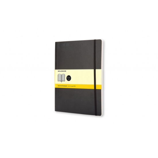 Piezīmju grāmata Moleskine Classic 19x25cm, 192 lapas, rūtiņu, mīkstos vākos, melna