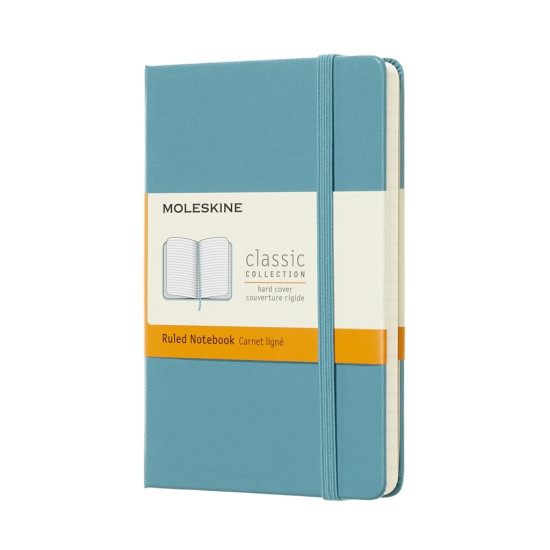 Piezīmju grāmata Moleskine Classic 9x14cm, 192 lapas, līniju, cietos vākos, gaiši zila
