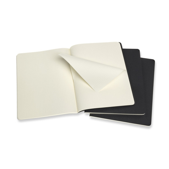 Piezīmju grāmata Moleskine Cahier, 19x25cm, mīksti vāki, 3gab/iep, melna