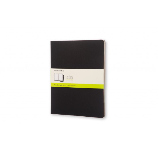 Piezīmju grāmata Moleskine Cahier 21x30cm, baltās lapas, mīkstie vāki, 3gab., melns