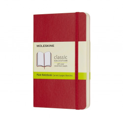 Piezīmju grāmata ar gumiju Moleskine Classic 9x14cm, 192 baltas lapas, mīkstie vākos, sarkans