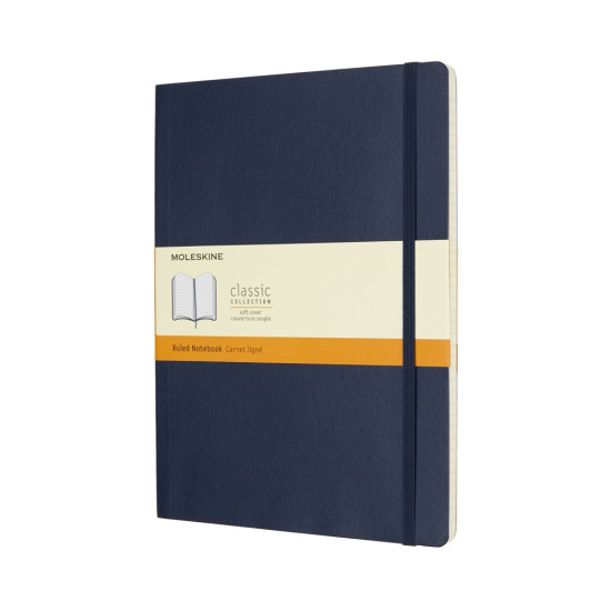 Piezīmju grāmata Moleskine Classic 19х25cm, līniju, mīkstie vāki, zils