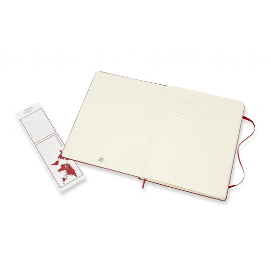Piezīmju grāmata ar gumiju Moleskine Classic 19x25cm, 192 lapas, līniju, cietos vākos, sarkana