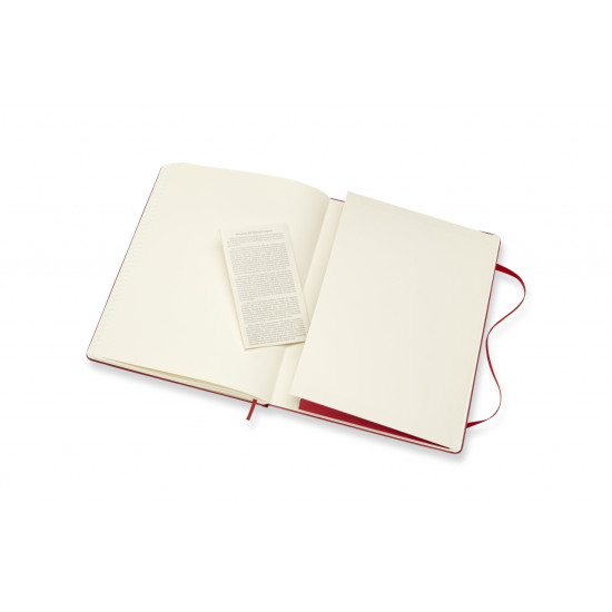 Piezīmju grāmata ar gumiju Moleskine Classic 19x25cm, 192 lapas, līniju, cietos vākos, sarkana