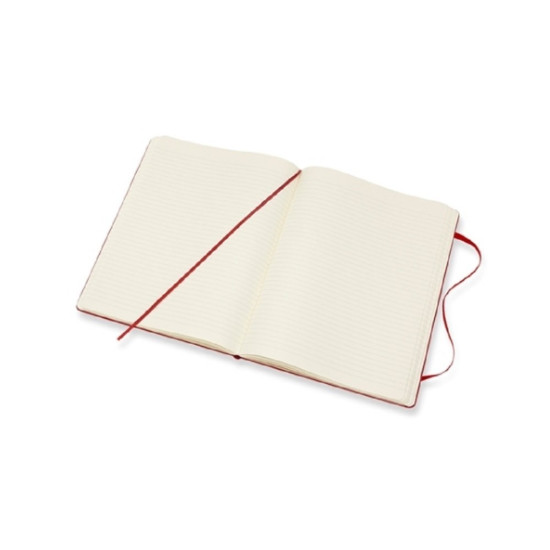 Piezīmju grāmata ar gumiju Moleskine Classic 19x25cm, 192 lapas, līniju, cietos vākos, sarkana