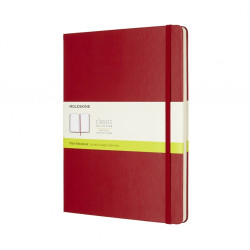 Piezīmju grāmata ar gumiju Moleskine Classic 19x25cm, 192 baltas lapas, līniju, cietos vākos, sarkans