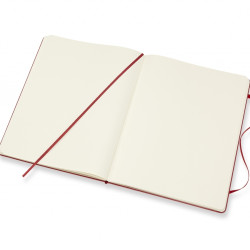Piezīmju grāmata ar gumiju Moleskine Classic 19x25cm, 192 baltas lapas, līniju, cietos vākos, sarkans