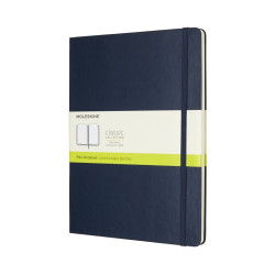 Piezīmju grāmata Moleskine Classic 19x25cm, baltās lapas, cietie vāki, zils
