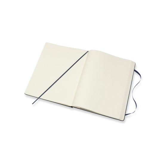 Piezīmju grāmata Moleskine Classic 19x25cm, baltās lapas, cietie vāki, zils