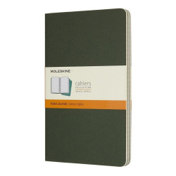 Piezīmju grāmata Moleskine Cahier 13x21cm, līniju, mīkstie vāki, 3 gab., zaļš